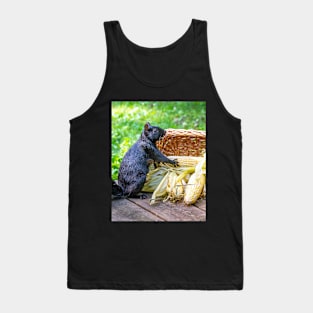 Squirrel is happy to find a basket of corn on the cob Tank Top